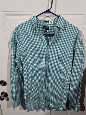 J. Crew Teal and White Gingham Button-Down Shirt - Men's